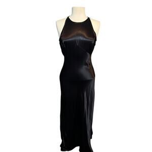 Vintage 90s Blondie and Me Black Satin Backless Dress Size 8